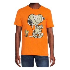 Peanuts Hybrid Apparel Snoopy And Woodstock Mummies Orange Tshirt Mens Small